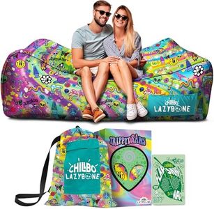 Chillbo x TrippyDraws Lazybone Inflatable Couch - Ultimate Inflatable Lounger for Maximum Chill - The Perfect Blow Up Couch for Music Festivals