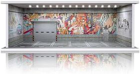 1/64 Scale Cars Display Case: Toy Car Parking Garage with LED Light Compatible with Hot Wheels, FoamBoard Storage Display for Matchbox with Acrylic Cover (Shattering World)