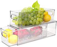 2 Pack Refrigerator Organizer Bins with Pull-out Drawer, Stackable Fridge Drawer Organizer Set with Handle, BPA-free Drawable Clear Storage Cases for Freezer, Cabinet, Kitchen, Pantry Organization