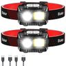 Blukar LED Headlamp Rechargeable,2000L High Lumen Super Bright Dimmable Headlight Flashlight with Motion Sensor- 8 Modes,Spotlight&Floodlight,IPX5 Waterproof for Camping,Hiking,Running,Fishing -2 Pack