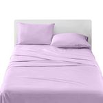 HKS BEDDING 1000 Thread Count Luxury Soft and Comfy Egyptian Cotton 1 Flat Bedsheet and 2 Pillowcase Double Size Lilac Solid | 3 PC Flat Bedsheet