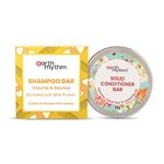 Earth Rhythm Hairfall Repair Shampoo & Conditioner Bar Combo, For Roots Strengthening & Increase Hair Volume With Milk Protein Shampoo Bar & Tamanu Conditioner Bar - 80gm