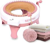 FYGAIN Plastic Knitting Machine With Row Counter, 48 Needles Smart Weaving Loom Round Knitting Machines, Knitting Board Rotating Double Knit Loom For Sock/Hat, Weaving Loom For Adults Or Kids, Pink