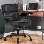 Furb Big and Tall Office Desk Chair, Faux Leather Executive Home Office Desk Chairs, Height Adjustable Swivel Task Chair with Padded Armrest, Computer Chair with Rocking Function (All Black)