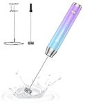 Maestri House Rechargeable Milk Frother, Handheld Electric Foam Maker Waterproof Detachable Stainless Steel Whisk Drink Mixer Foamer with Stand, 2 Whisks for Lattes, Cappuccino (Purple and Blue)