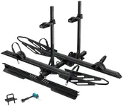 Young Electric E-Bike Rack with Ramp, 300 lbs Capacity Heavy Duty Foldable Bike Carrier for 2 E-Bikes, Bike Rack for Car, Fit 2" Hitch Receiver, Up to 5-Inch Fat Tire, Anti-Wobble Design