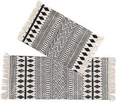 Kingrol 2 Pack Vintage Area Rugs, Cotton Printed Tassels Throw Rugs for Kitchen Living Room Bedroom Bathroom Laundry Room, 2 x 3 Feet, 2 x 4.2 Feet