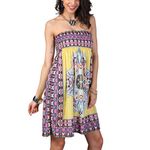 OCTOPUSIR Women Sleeveless Strapless Beach Sundress 2018 Ladies Summer Ethnic Bohemian Off Shoulder Floral Printed Bandeau Boobtube Casual Mini Cover Up Dress,Colour 7