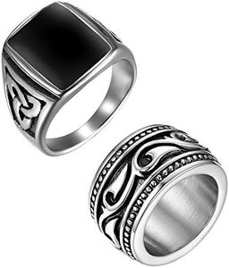 OIDEA Anello Vintage Celtico per Uomo in Acciaio Inox Argento Nero,Regalo per Amico o Fratello Misura da Scelta