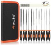 AojSup 13Pcs Needle File Set, Mini Metal File Set with Carrying Case, 6Pcs Carbon Steel File&6Pcs Diamond File&1Pcs Wire Cleaning Brush, Needle File Tool Set for Metal, Wood, Ceramics, Leather, etc.