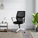 GODREJ INTERIO Vurv Chair Mesh Back Ergonomic Work from Home/Revolving Study Chair, 1 Year Warranty, Height Adjustable | Heavy Duty Polypropylene Base (Black)