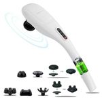 MEGAWISE CORDLESS Handheld Back Massager w/ Rechargeable 3200mAh Battery, 5 Speed and 5 +2 Massage Nodes with hard, medium and 2 soft silicone Nodes; Massage while moving around (Perarl White)