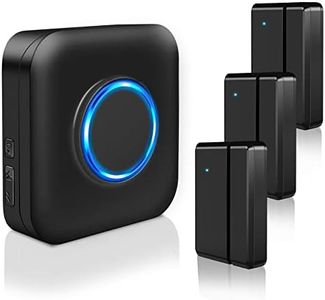 Door Chime for Business When Entering - BITIWEND Wireless Doorbell Chime - Door Alarm Sensor with 600 FT Range 58 Chimes 5 Volume Levels LED Indicator (1 Plug-in Receiver & 3 Door Sensor)