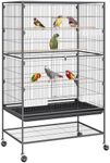 VEVOR 52 inch Standing Large Bird Cage, Carbon Steel Flight Bird Cage for Parakeets, Cockatiels, Parrots, Macaw with Rolling Stand and Tray