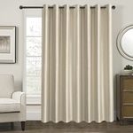 GYROHOME Extra Wide Blackout Curtain for Sliding Glass Door, Faux Silk Blackout Curtains (Beige Liner) Fully Lined Solid Window Treatment Drapes (1Panel,100x120inch,Light Glod)