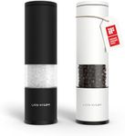 LARS NYSØM Salt and Pepper Grinder Set Manual, Stainless Steel Salt and Pepper Mills with Adjustable Ceramic Grinder I Design Spice Shakers (Black/White)