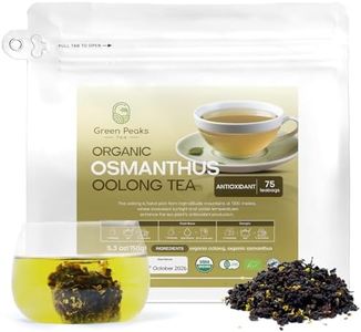 Green Peaks Tea Organic Oolong Tea Bags with Osmanthus, Loose Leaf Tea for Relaxation, Unsweetened Hot & Iced Tea, 75 Individually Wrapped Bags, Enhance Body Functions & Immune Support