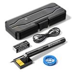 Cordless Soldering Iron Kit, Rechargeable USB Soldering Iron, Portable Soldering Iron 800mAh Welding Kit, Adjustable Temperature 300℃ - 450℃, Electric Soldering Iron Pen for Repairing (Black)