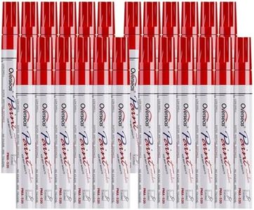 Overseas Paint Pens Paint Markers Bulk - 24 Pack Red Permanent Oil Based Markers Set, Quick Dry, Waterproof, Medium Tip Marker Pens for Metal, Rock, Ceramic, Wood, Plastic, Canvas, Glass, Rubber