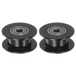 sourcing map 2pcs 2GT Idler Pulley 3mm Bore 18mm Dia. Aluminum Timing Belt Toothless for 6mm Width Belt 3D Printer CNC Machine Accessories, Black