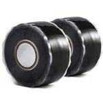 QILIMA 2 Rolls Self Fusing Silicone Tape Waterproof Repair Sealing Tape Black Leak Repair Tape Self Amalgamating Rubber Tape for Pipe Water Hose Leakage Sealing Repairing (25mm x 3m)