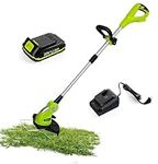 LCBDYLR Battery Weed Wacker，Cordless Weed Trimmer 20v Lawn Mower Grass Cutter Machine，Safe and convenient with lawn mowing rope and Li-Ion, for Lawn Care and Garden Yard Work green