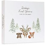 Timeless Woodland Baby Memory Book - Gender Neutral First 5 Year Scrapbook to Record Milestones from Birth to Age 5