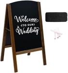 Sunnydaze A-Frame Chalkboard Sign - Double-Sided Chalk Sandwich Board Sidewalk Sign - 32" x 17.5" - Rustic Brown