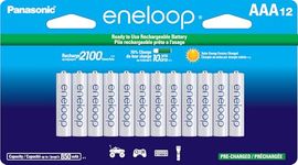 Panasonic BK-4MCCA12FA eneloop AAA 2100 Cycle Ni-MH Pre-Charged Rechargeable Batteries, 12-Battery Pack