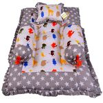 Kwitchy Baby Bed New Born Baby Bedding Set with Pillow & Bolsters | Sleeping Bed | Cotton Mattress | Cot Bedding | Gadda Set | Co-Sleep Bed | Infants | Boys & Girls (0-6 Months) Grey