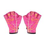 PATIKIL Webbed Swim Gloves, Swimming Aquatic Gloves Printing Water Resistance Training Accessories for Swimming and Diving, S, Rose Red