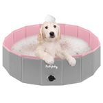 furrybaby Dog Pool, Durable Dog Paddling Pool with Quick Drainage Hole, Foldable and Non Inflatable, Thickened Kids Paddling Pool Small for Garden Baby Pet Puppy Cat Bath (Pink 80cm)