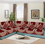 Dazzling Decor Velvet L Shape Sofa Covers Set with 5 Cushion Covers - Premium 6 Seater Sofa Slip Protector Cover for Living Room Decor - Heavy Fabric Slip Protector for Long Couch, Maroon