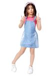 Naughty Ninos Girl's Cotton Tulip Knee-Length Dress (NN00290DRS_Blue,Pink_11 Years-12 Years)