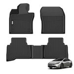 VIWIK Floor Mats Compatible for 2023 Prius, All Weather Custom Car Mats Full Set Include 1st & 2nd Row, Automotive Floor Liners TPE Black