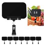 8 Pcs Mini Plastic Chalkboard Sign with Clips, Rectangle Double Sided Blackboard Clips, Message Board Food Labels for Party Farm Restaurant - Easy to Write and Wipe Out - for Liquid Chalk Markers