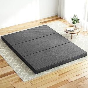 Giselle Bedding Foldable Mattress 203 x 153 x 10cm Folding Mattresses Floor Mat Cushion Covers Camping Portable Travel Sleeping, Sofa Bed Pad Home Office Queen Grey