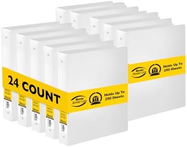 BAZIC Products 3 Ring Binder 1.5" Economy Binders Organizer - White, Round Ring, Hold 250 Sheets Paper, for School Office Home, 24-Count