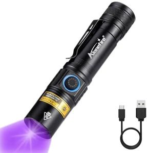 Alonefire SV38 5W 365nm Torcia UV LED Professionale Ricaricabile USB Tipo C Ultravioletti Luce Nera Rileva Urina per Resina, Pesca, Fluorescina, Scorpioni, Colla, Minerali con Batteria Litio