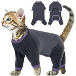 Cats Pullover, Cat Turtleneck Jumper Kitten Fleece Winter Clothes Cat Pajama Warm Jumpsuit Cat Bodysuit Hair Spreading Prevent Clothes(Black, XS)