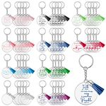 Inspirational Acrylic Keychain with Tassels Key Rings Religious Bible Verse Sign Christian Keychain Multicolor Key Chain Keychains Gift for Teen Girl Women Teachers Coworker Friends (50 Pcs)