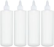 BRIGHTFROM Condiment Squeeze Bottles, 16 OZ Empty Squirt Bottle with Twist Top Cap, Leak Proof - Great for Ketchup, Mustard, Syrup, Sauces, Dressing, Oil, Arts and Crafts, BPA FREE Plastic - 4 PACK