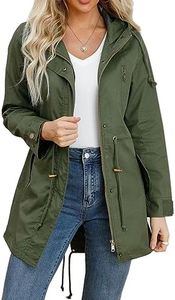 Women's Ligtweight Jackets Anorak Utility Drawstring Waist Hoodie Zip Up Fall Casual Coat with Pockets, Green, Small