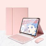 iPad 6th Gen iPad 5th Generation Keyboard Cover with Wireless Mouse Color Keyboard Ultra-Thin Wireless Bluetooth Keyboard for iPad 6 iPad 5 Pro 9.7 inch Air 2(iPad Air2/iPad5/iPad6, Pink)