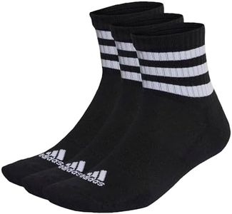 adidas Unisex - Adulto 3-Stripes Cushioned Sportswear Mid-Cut Socks 3 Pairs, Black / White, 45-48