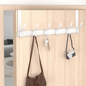 GMYMTM Over Door Hook Rack-12 Hooks Over Door Hanger, Over Door Towel Hook Long Arm 18cmH for Clothes Keys for Bedroom Bathroom Laundry Room(Long Arm 12 Hooks)