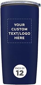 Custom Plastic Tumblers 20 oz. Set of 12, Personalized Bulk Pack - With lids, Ice Coffee Tumbler, To Go Cup, Insulated - Blue