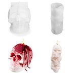 2 Pack Silicone Skull Candle Molds, Maehsab 3d Skeleton Wax Candle Making Mould for Candle Handmade DIY, Skull Ghost Resin Epoxy Mold, Skull Shape Scented Candle Mold for Halloween Party Art Craft