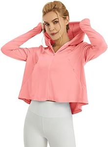 G4Free SPF Shirts for Women Long Sleeve Sun Protection UV Jacket Cropped Lightweight Hiking Running Shirt (Pink, L)