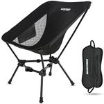 MARCHWAY Lightweight Folding Camping Chair, Stable Portable Compact for Outdoor Camp, Travel, Beach, Picnic, Festival, Hiking, Backpacking, Supports 330Lbs (Black)